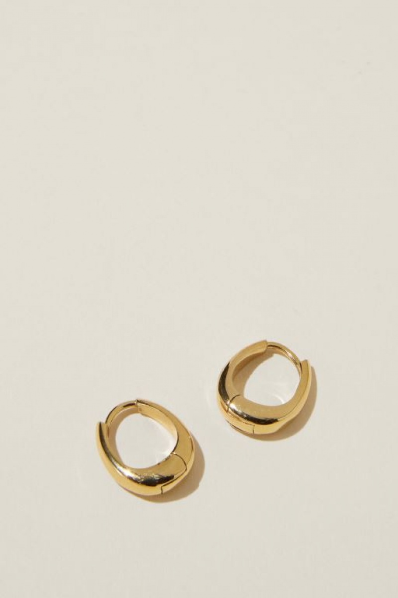 Cotton On Waterproof Mid Hoop Earring Women's Jewellery Gold | j6QapQ53kcv