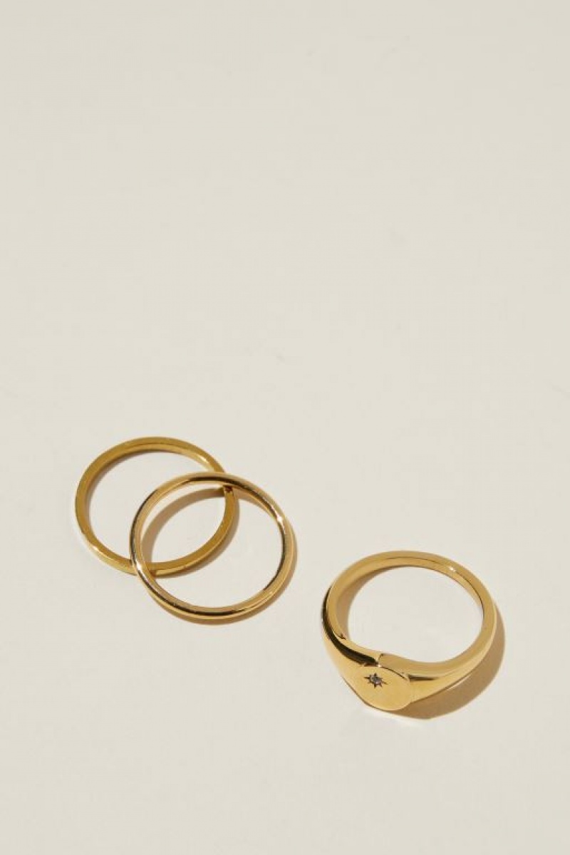 Cotton On Waterproof Multipack Rings Women\'s Jewellery Gold | HaIzbmFuqi9