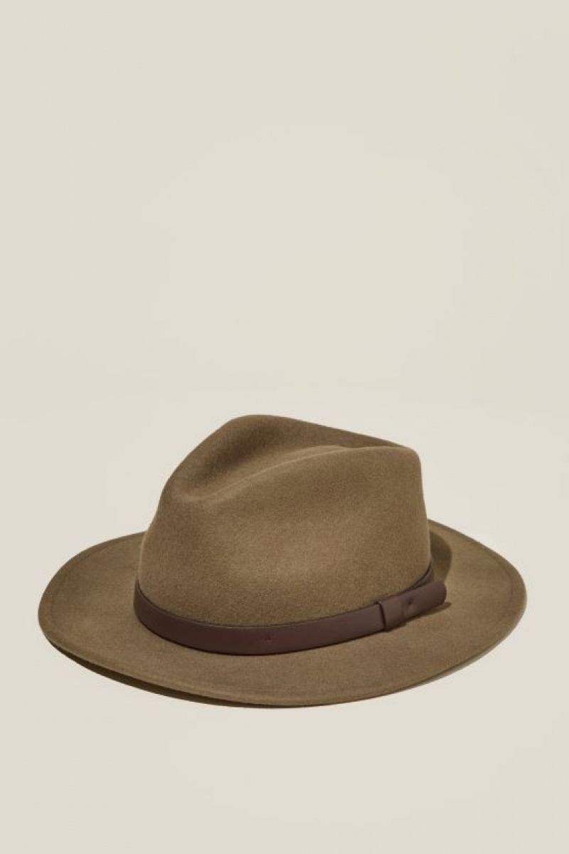 Cotton On Wide Brim Felt Men\'s Caps Brown | AnpsKknQoow