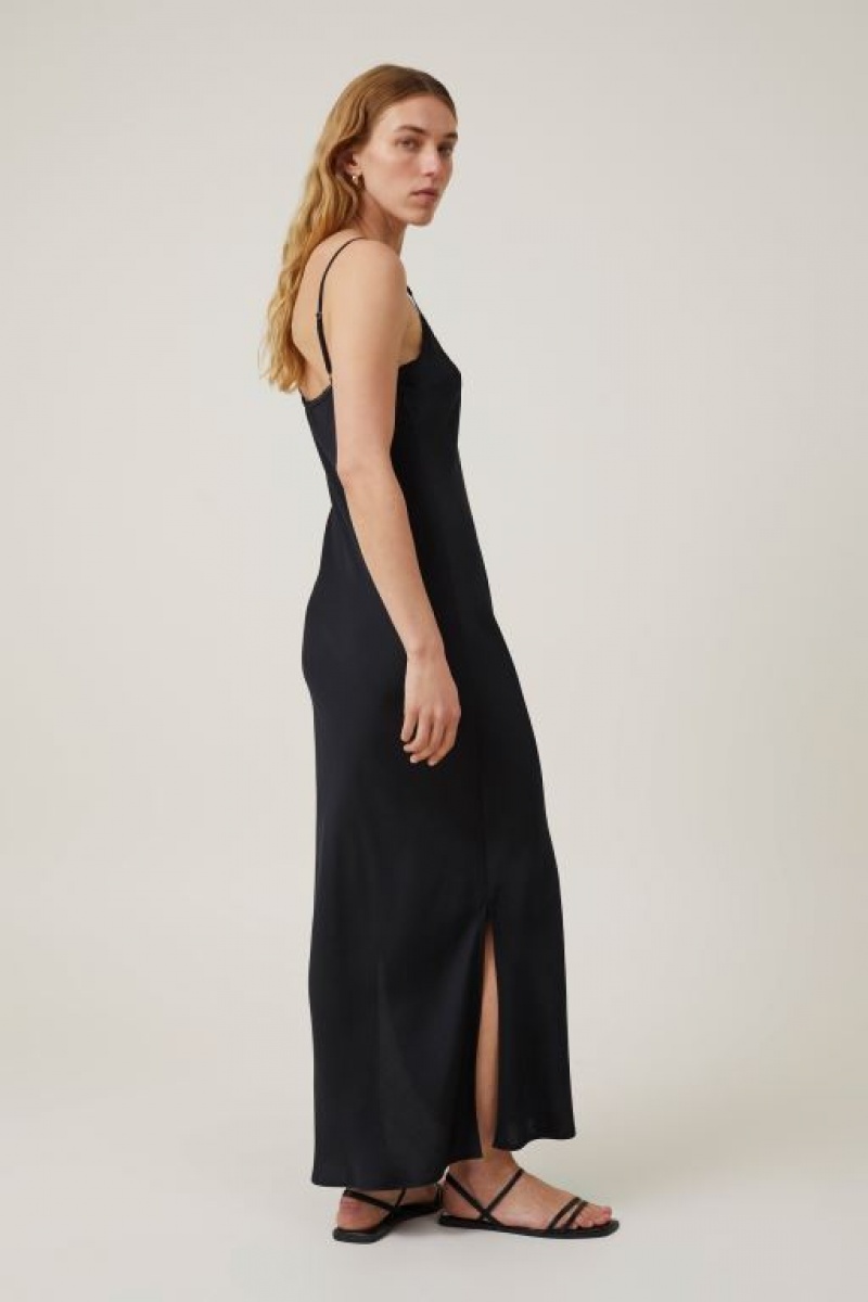 Cotton On Willa Cutwork Slip Women's Midi Dress Black | Bm2losFgcY1