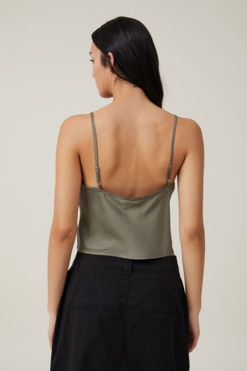 Cotton On Willa Satin Cami Women's Shirts Woodland | FzgiF0yG13I