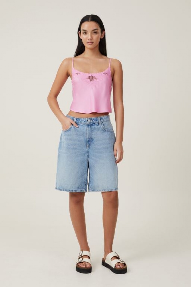 Cotton On Willa Satin Cami Women's Shirts Pink | ccgth87IbTq