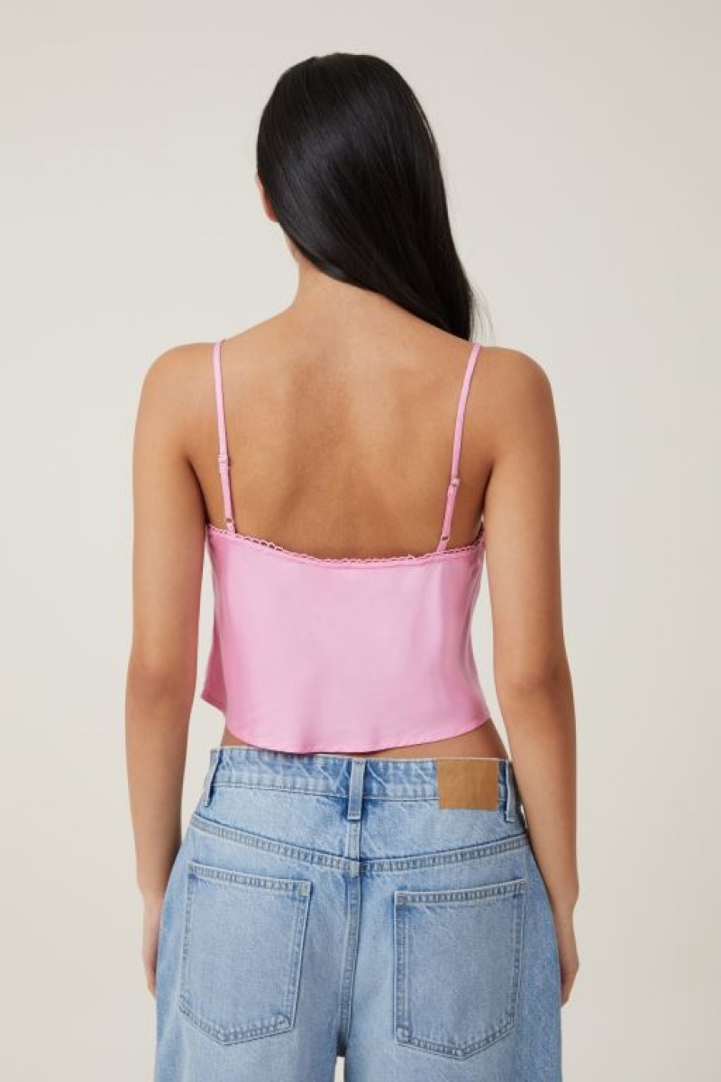 Cotton On Willa Satin Cami Women's Shirts Pink | ccgth87IbTq