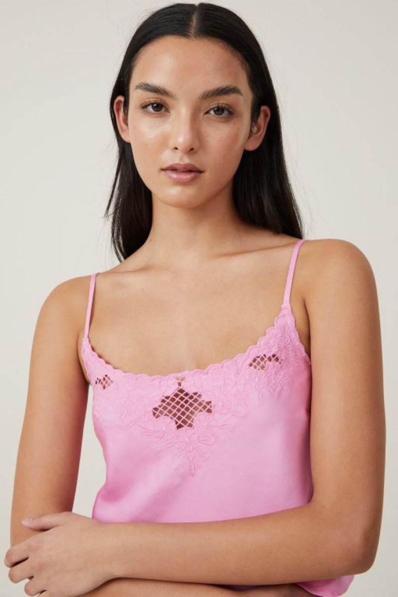 Cotton On Willa Satin Cami Women's Shirts Pink | ccgth87IbTq