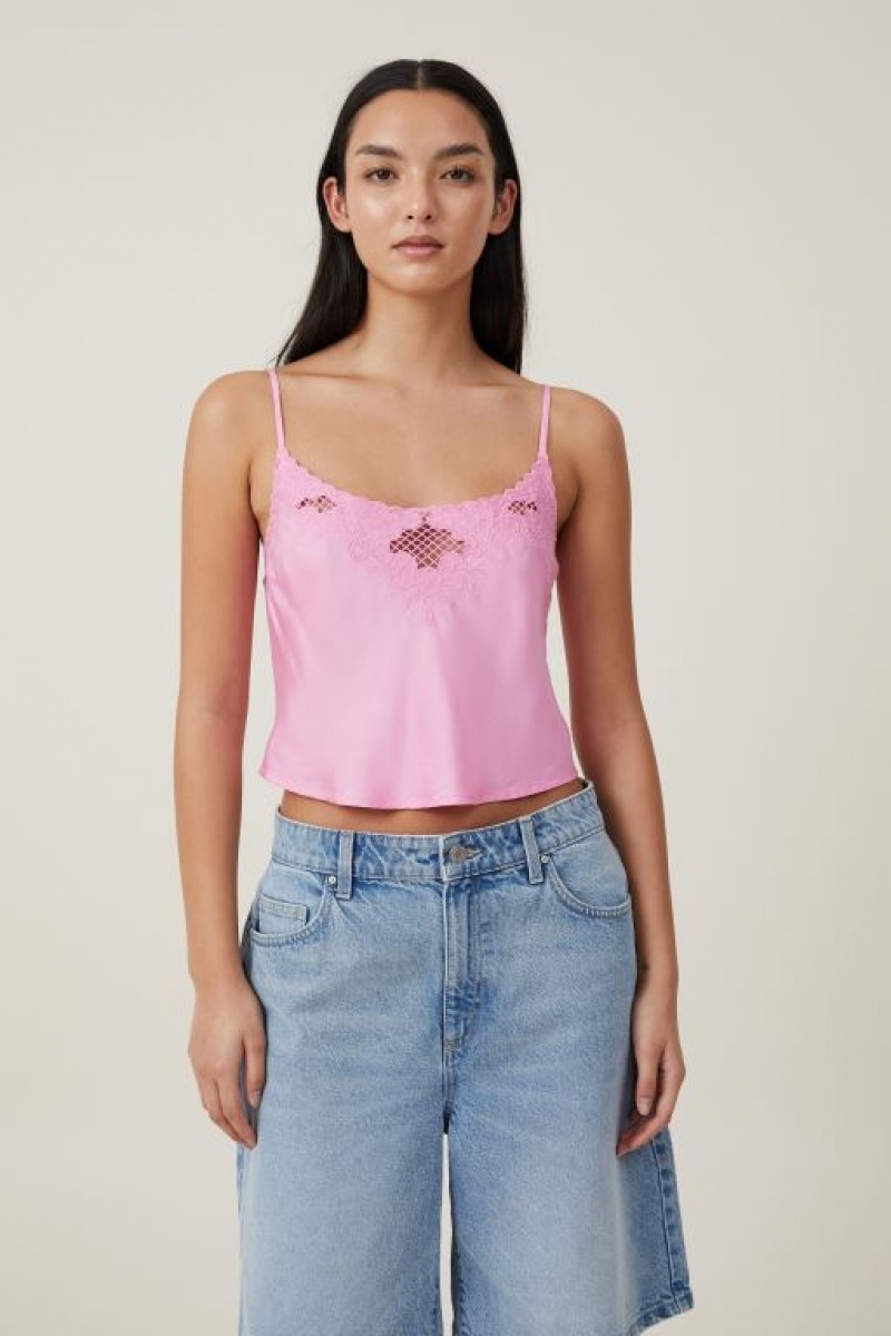 Cotton On Willa Satin Cami Women\'s Shirts Pink | ccgth87IbTq