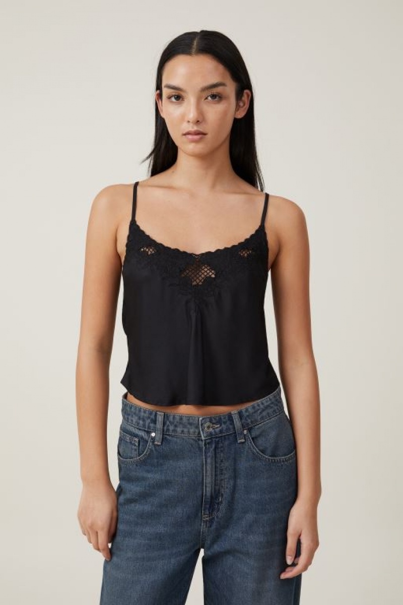 Cotton On Willa Satin Cami Women\'s Shirts Black | edxU4MR3Ehl