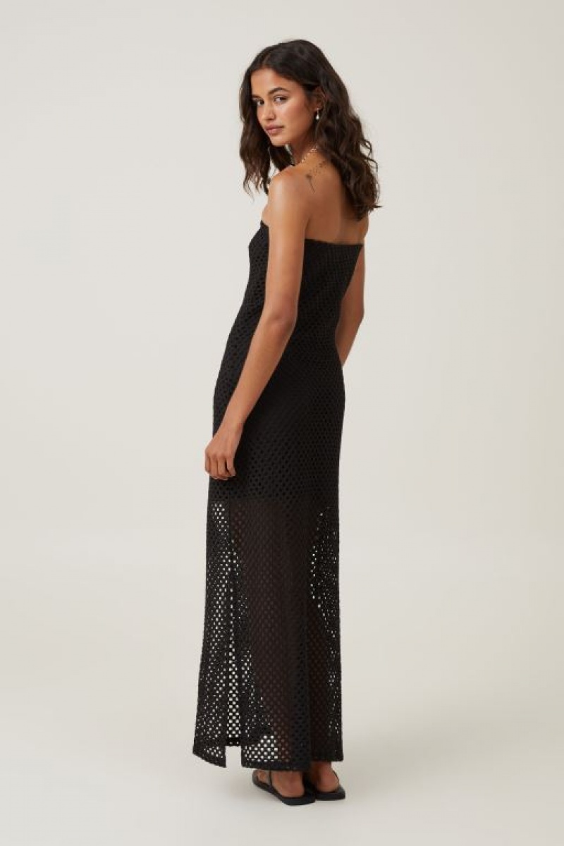 Cotton On Winnie Strapless Women's Maxi Dress Black | XE92ATEFpkg