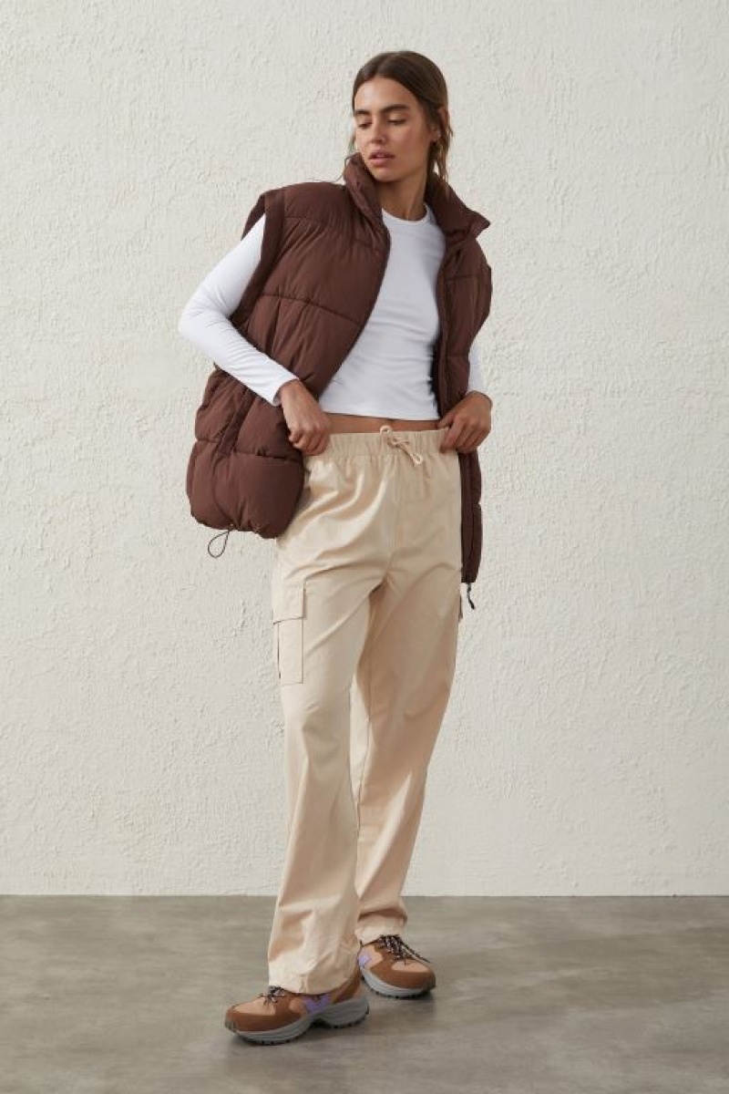 Cotton On Woven Cargo Women's Track Pants Parchment | XWUjlRs7XBU