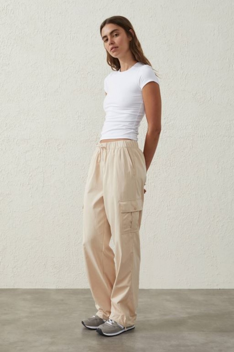 Cotton On Woven Cargo Women's Track Pants Parchment | XWUjlRs7XBU