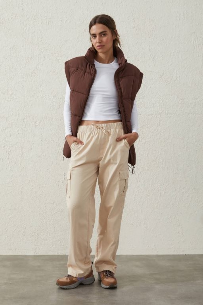 Cotton On Woven Cargo Women\'s Track Pants Parchment | XWUjlRs7XBU