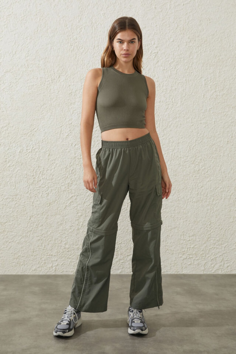 Cotton On Woven Zip Off Cargo Women\'s Track Pants Green | QkCmAKNshQh