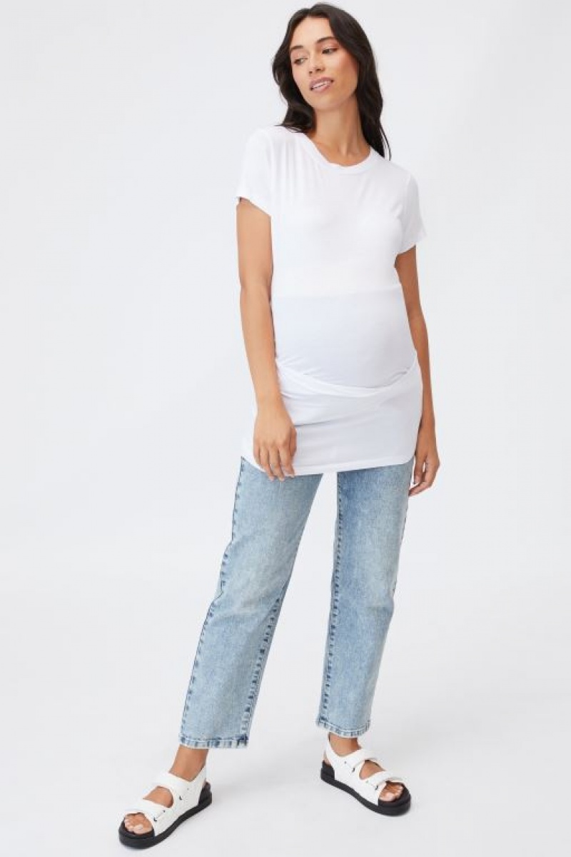 Cotton On Wrap Front Short Sleeve Top Women's Maternity Wear White | qXb4XgFukAz