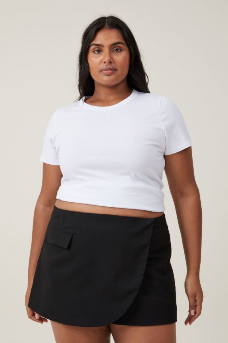 Cotton On Wrap Suiting Mini Women's Skirt Black | 4ppsUACGjQh