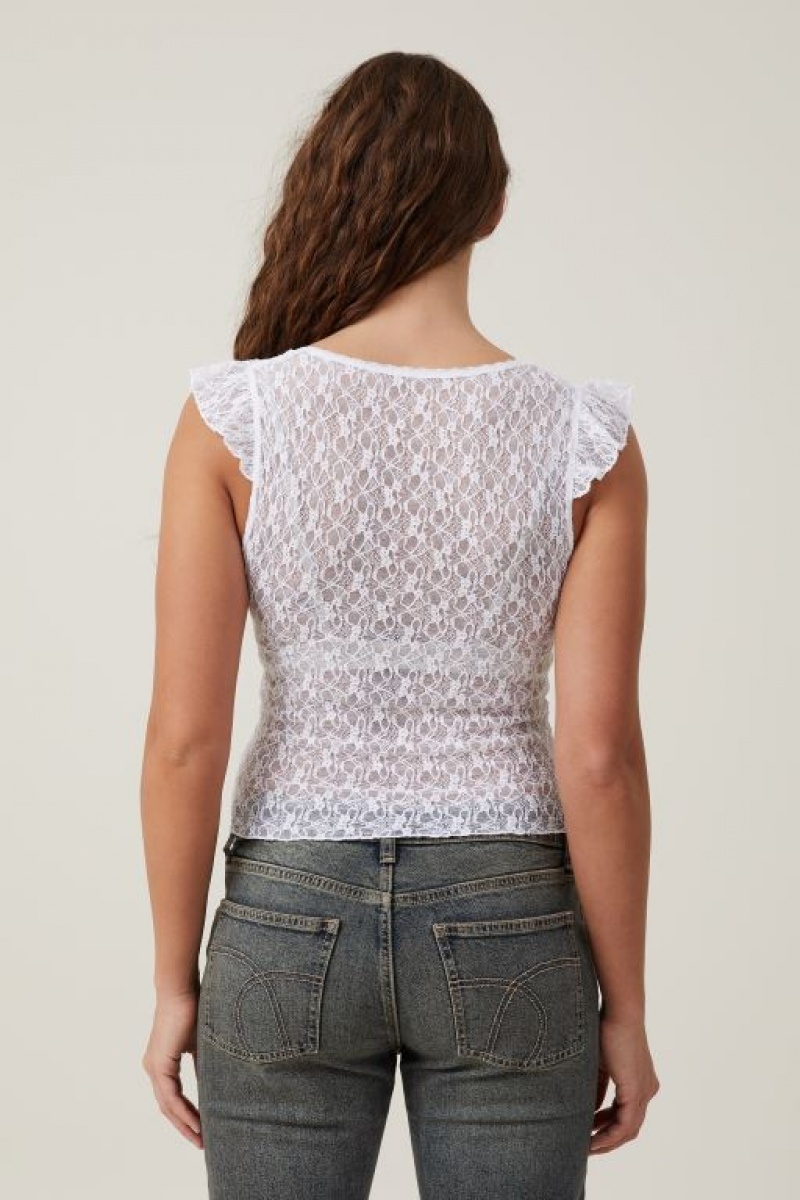 Cotton On Zoey Cross Front V Neck Women's Tanks White | bxajRgBgG61